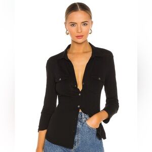 James Perse Black Button-Up Women's Top